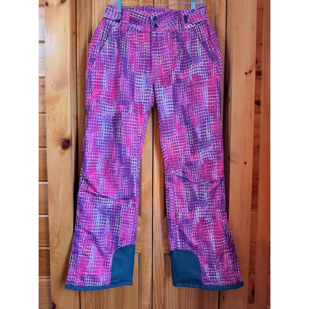 Arctix Classic Insulated Snow Pants M Purple Pink Windows Print Adjustable waist